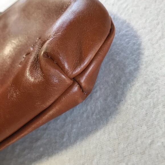 Patricia Nash cognac tan leather wristlet small purse with kiss closure - Picture 5 of 13